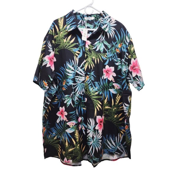 Mens Dress Adventure Tropical Hawaiian Shirt Palm Tree Hibiscus Print Size 3XL - Picture 1 of 4